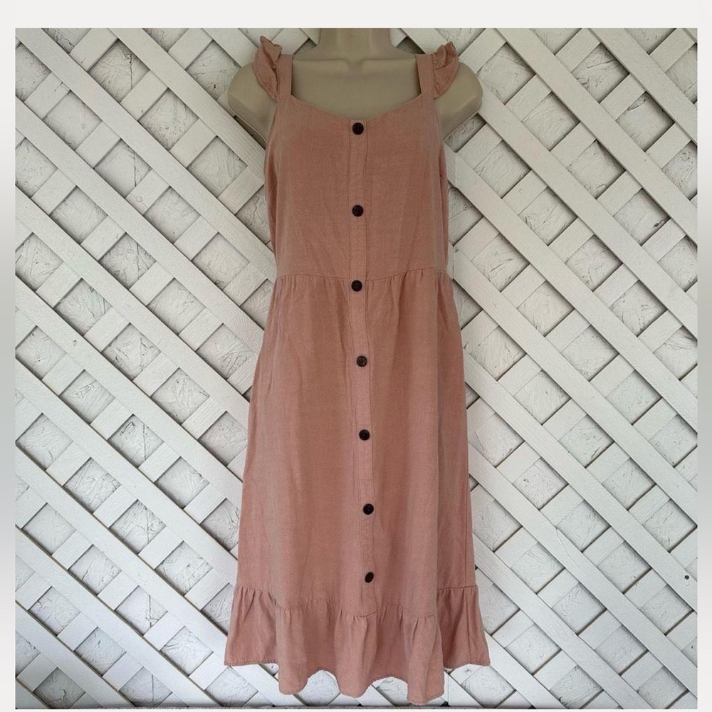 Monteau Dusty Rose Button-Front Midi Dress